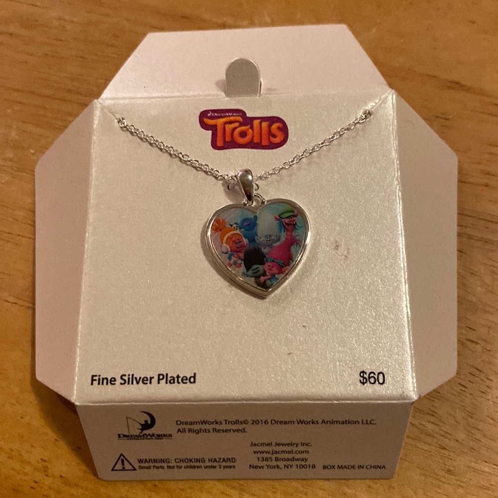 NWT Trolls Silver Plated Necklace